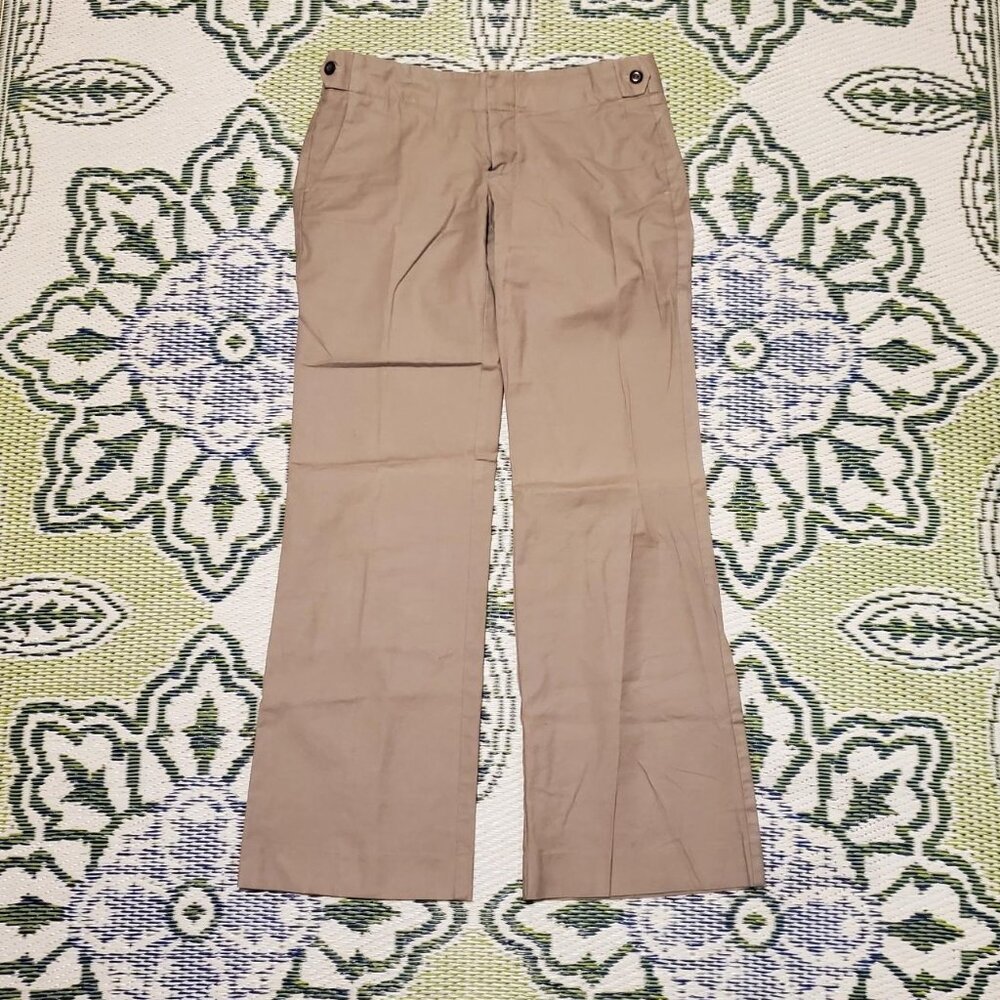Women's GAP Hip Slung Fit Dress Pants Sz 2 Low-Rise Flare Leg Stretch Tan EUC